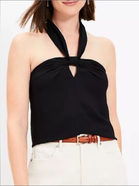 Keyhole Halter Top in Black New With Tags Size L
